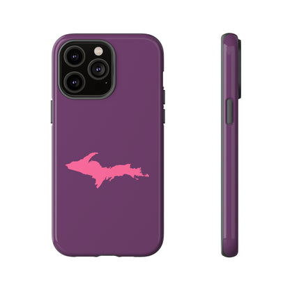 Michigan Upper Peninsula Tough Phone Case (Plum w/ Pink UP Outline) | Apple iPhone