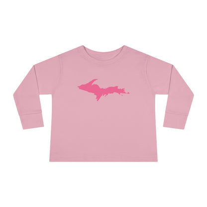 Michigan Upper Peninsula T-Shirt (w/ Pink UP Outline) | Toddler Long Sleeve