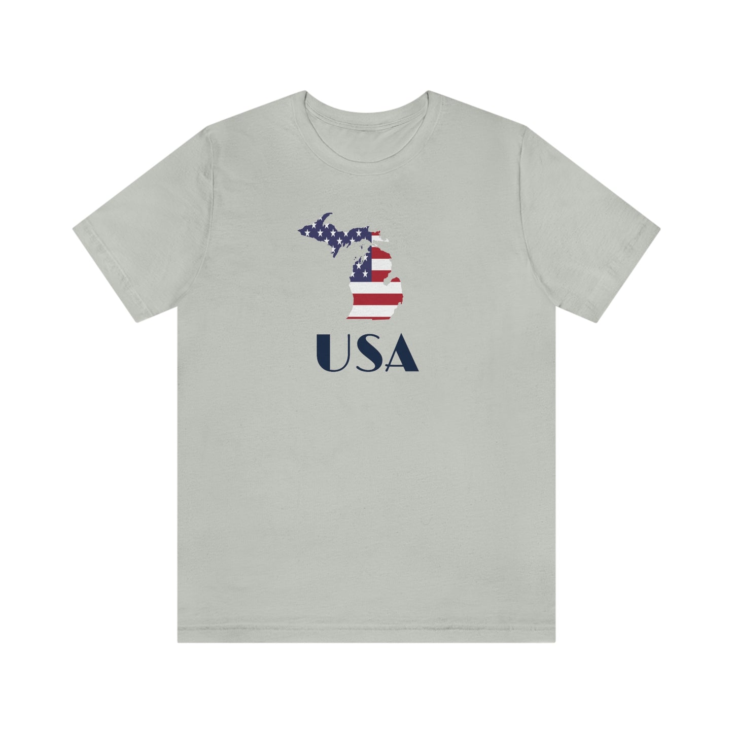 Michigan 'USA' T-Shirt (w/ MI USA Flag Outline) | Unisex Standard Fit