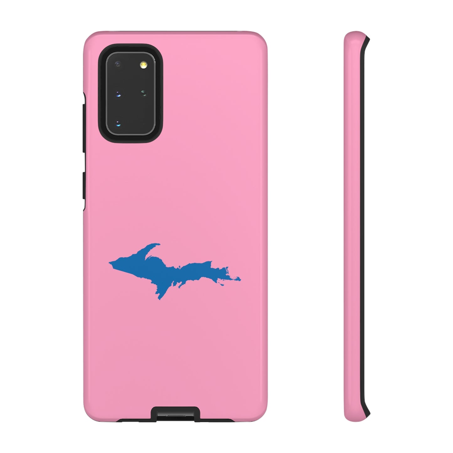 Michigan Upper Peninsula Tough Phone Case ('67 Caddie Pink w/ Azure UP Outline) | Samsung & Pixel Android