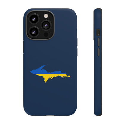 Michigan Upper Peninsula Tough Phone Case (Navy w/ UP Ukraine Flag Outline) | Apple iPhone