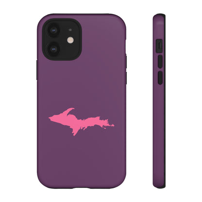 Michigan Upper Peninsula Tough Phone Case (Plum w/ Pink UP Outline) | Apple iPhone