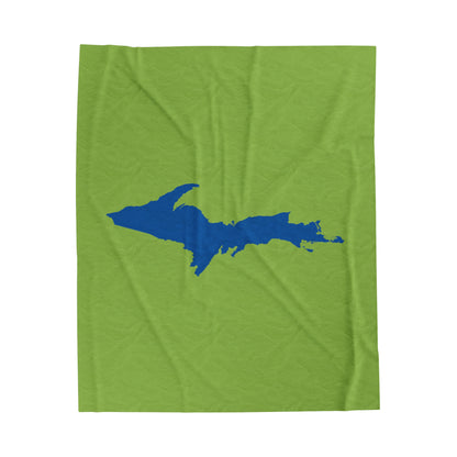 Michigan Upper Peninsula Plush Blanket (w/ Azure UP Outline) | Gooseberry Green