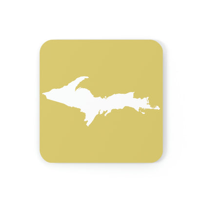 Michigan Upper Peninsula Coaster Set (Plum Yellow w/ UP Outline) | Corkwood - 4 pack