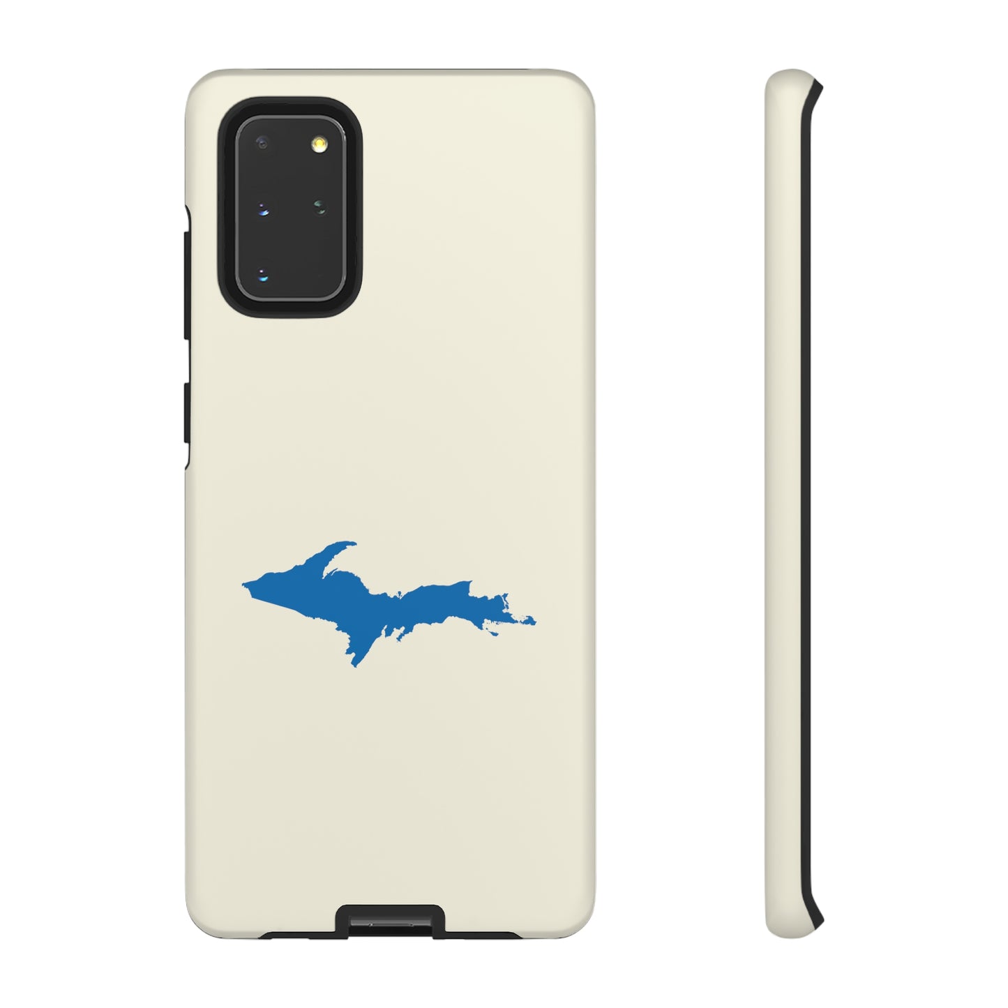 Michigan Upper Peninsula Tough Phone Case (Ivory Color w/ Azure UP Outline) | Samsung & Pixel Android