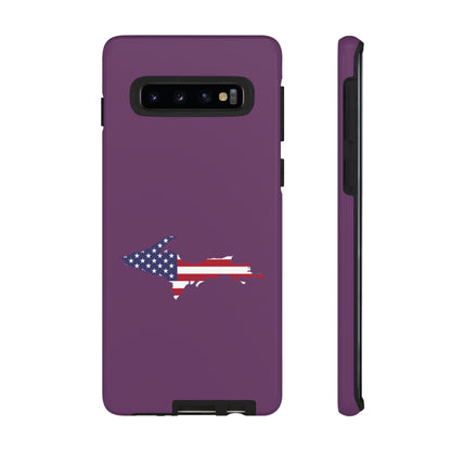 Michigan Upper Peninsula Tough Phone Case (Plum w/ UP USA Flag Outline) | Samsung & Pixel Android