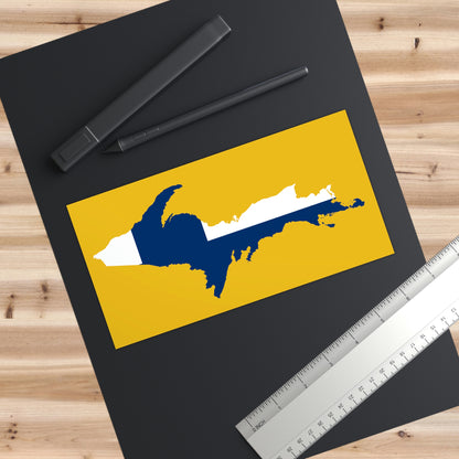 Michigan Upper Peninsula Bumper Stickers (w/ UP Finland Flag Outline) | Maple Color Background