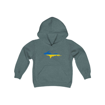 Michigan Upper Peninsula Hoodie (w/ UP Ukraine Flag Outline)| Unisex Youth