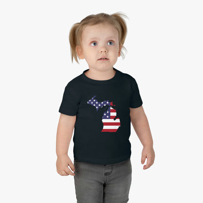 Michigan Infant T-Shirt (w/ MI USA Flag Outline) | Short Sleeve