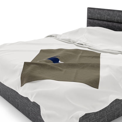 Michigan Upper Peninsula Plush Blanket (w/ UP Finland Flag Outline) | Petoskey Stone Beige