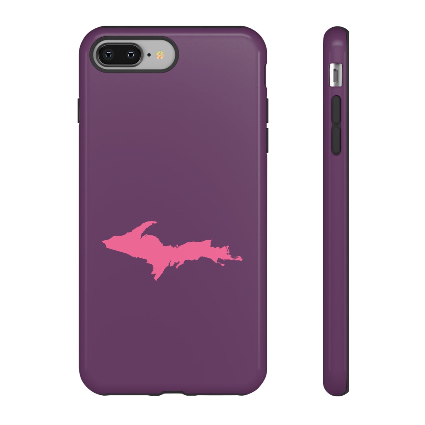 Michigan Upper Peninsula Tough Phone Case (Plum w/ Pink UP Outline) | Apple iPhone