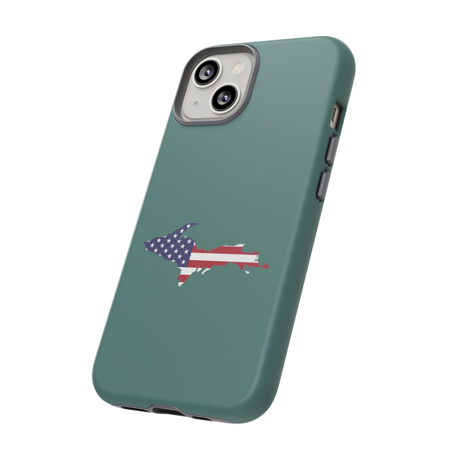 Michigan Upper Peninsula Tough Phone Case (Copper Green w/ UP USA Outline) | Apple iPhone