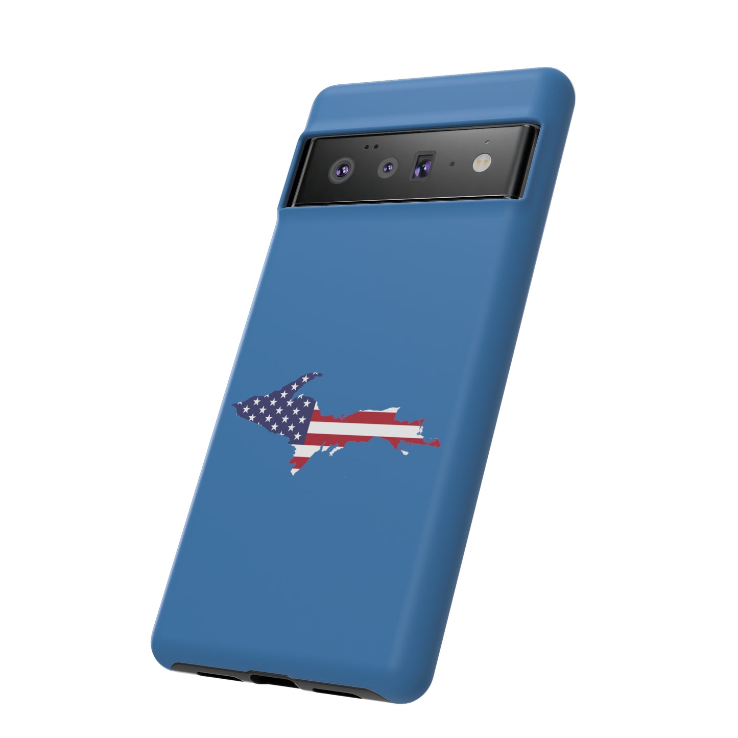 Michigan Upper Peninsula Tough Phone Case (Lake Superior Blue w/ UP USA Flag Outline) | Samsung & Pixel Android