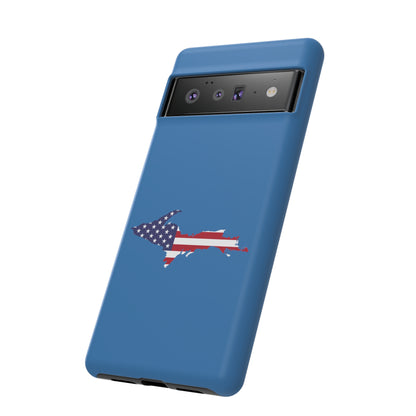 Michigan Upper Peninsula Tough Phone Case (Lake Superior Blue w/ UP USA Flag Outline) | Samsung & Pixel Android