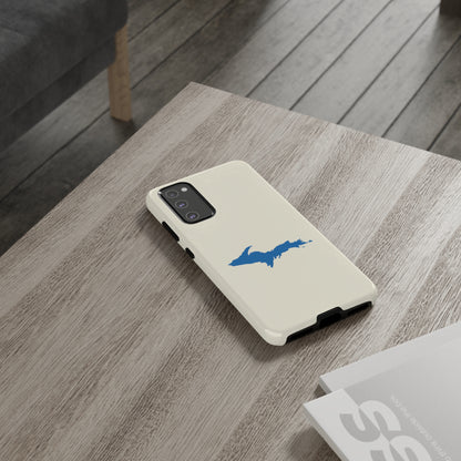 Michigan Upper Peninsula Tough Phone Case (Ivory Color w/ Azure UP Outline) | Samsung & Pixel Android