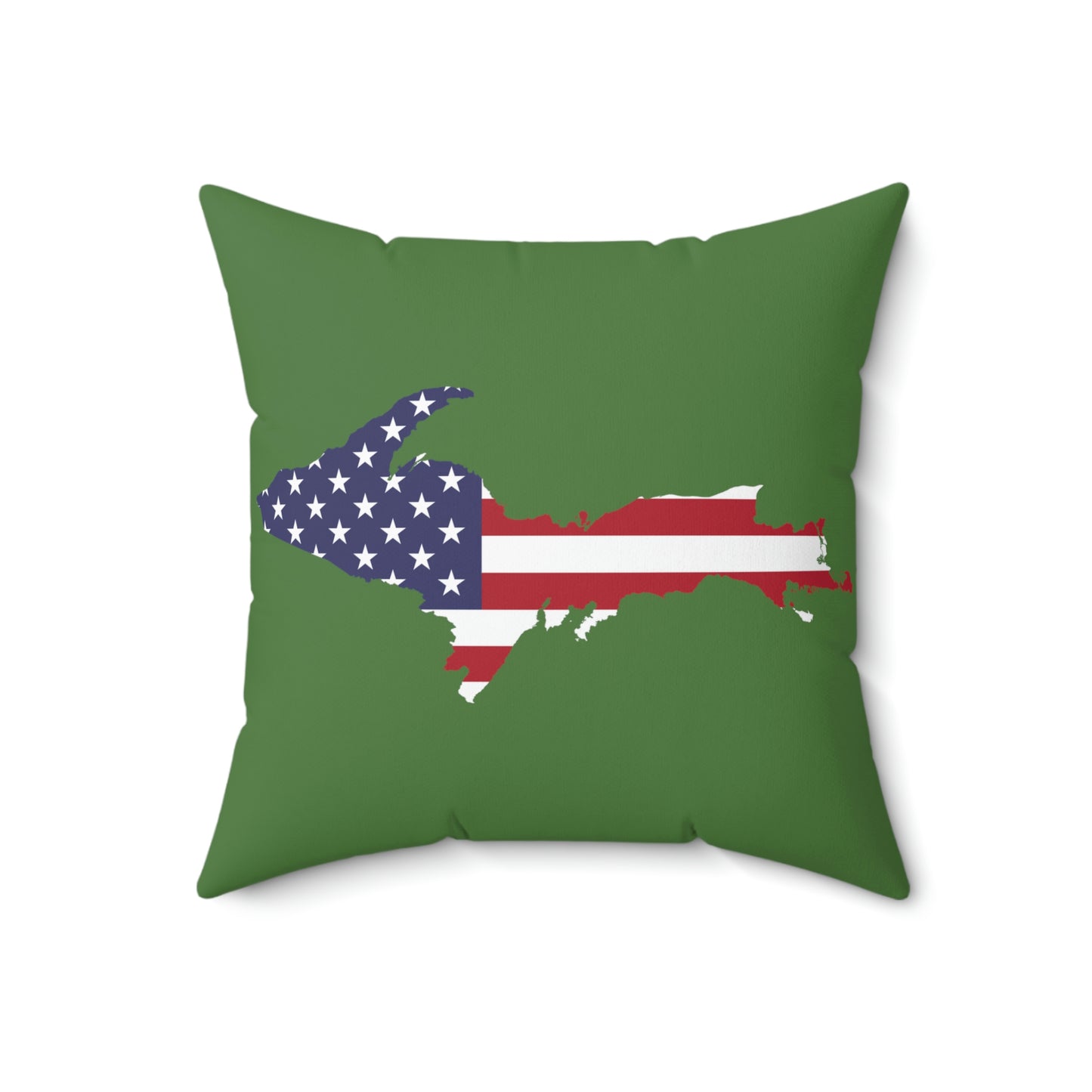 Michigan Upper Peninsula Accent Pillow (w/ UP USA Flag Outline) | Pine Green