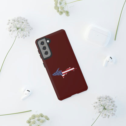 Michigan Upper Peninsula Tough Phone Case (Cherrywoold Color w/ UP USA Flag Outline) | Samsung & Pixel Android