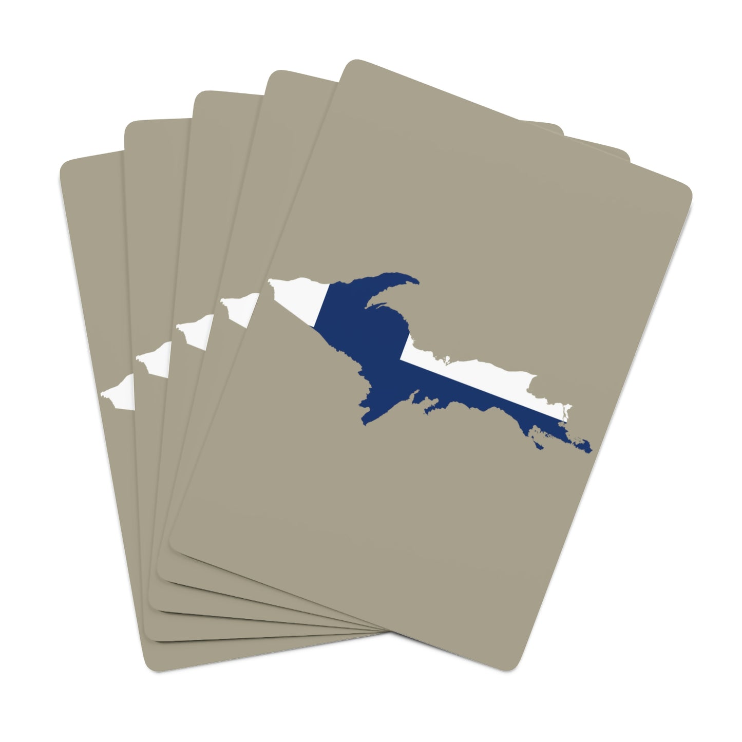 Michigan Upper Peninsula Poker Cards (Petoskey Stone Beige w/ UP Finland Flag Outline)
