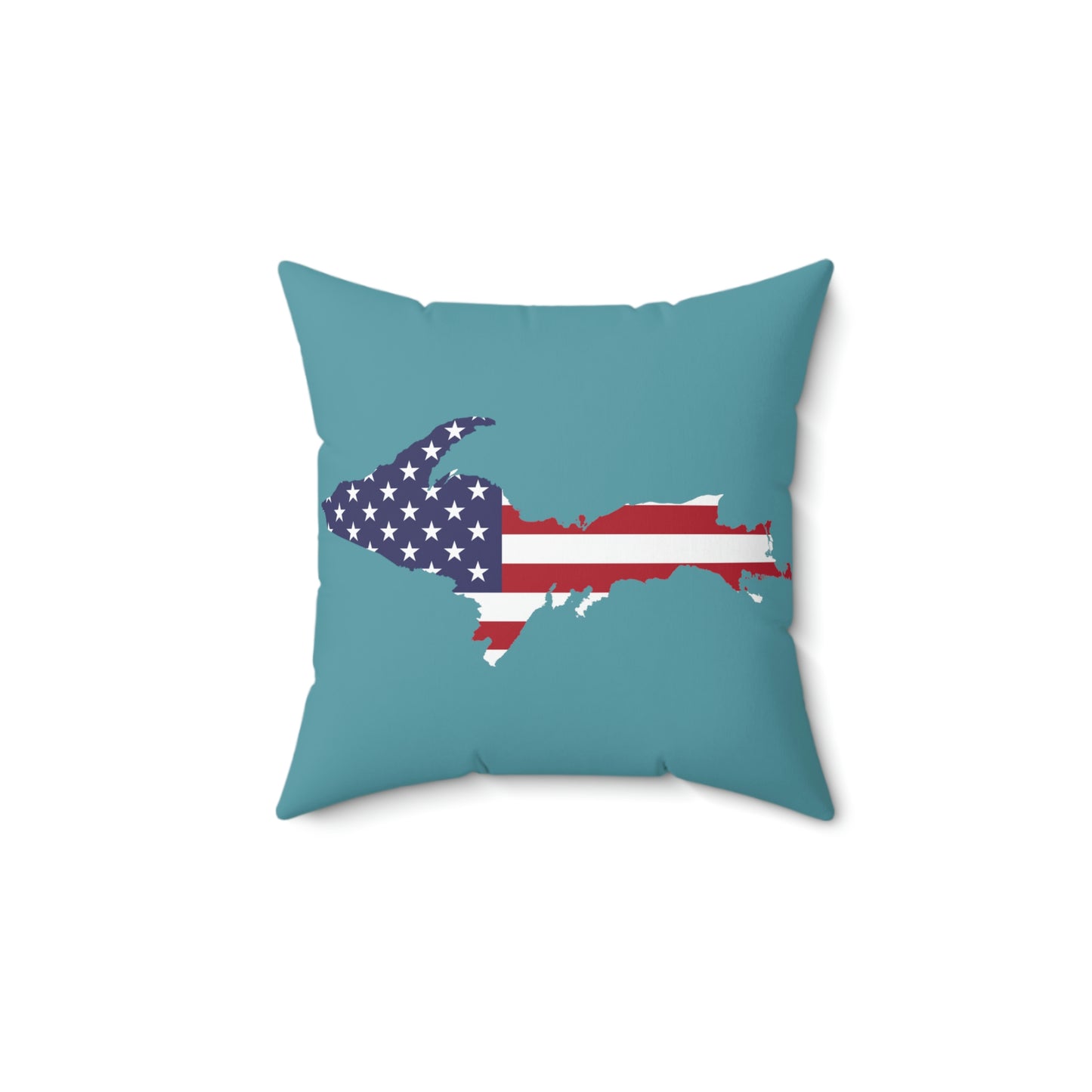 Michigan Upper Peninsula Accent Pillow (w/ UP USA Flag Outline) | Lake Huron Blue