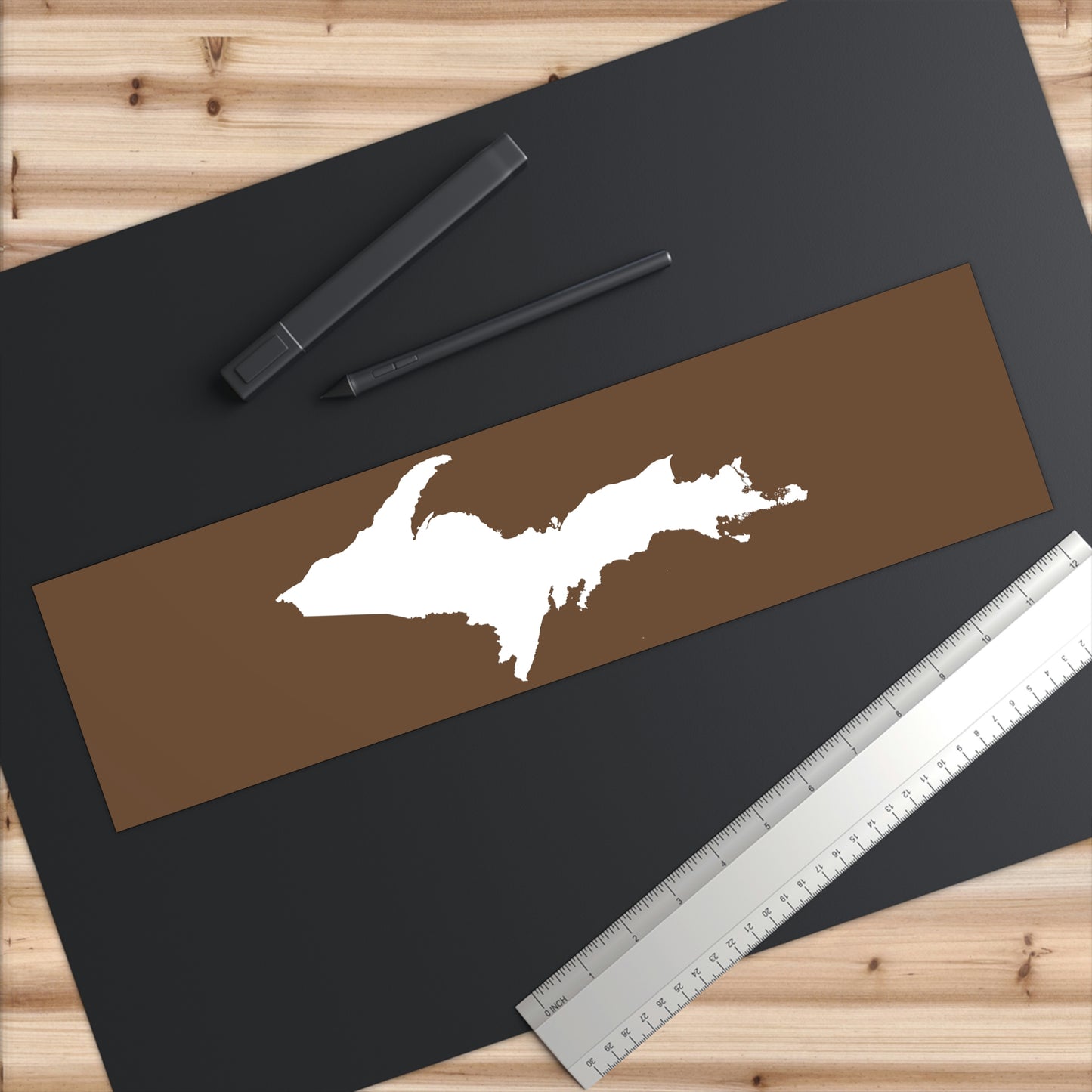 Michigan Upper Peninsula Bumper Sticker (w/ UP Outline) | Coffee Background