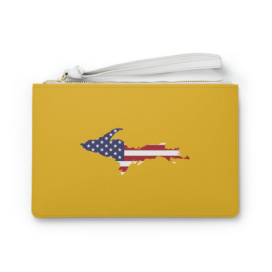Michigan Upper Peninsula Clutch Bag (Gold w/UP USA Flag Outline)