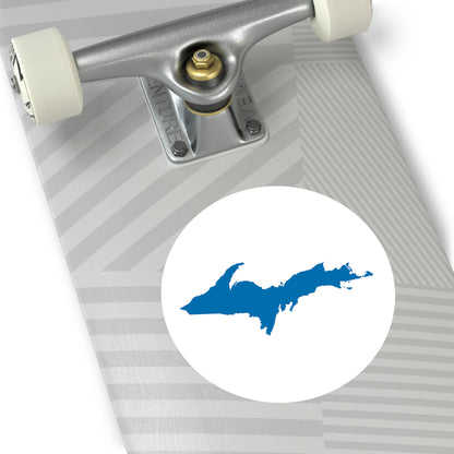 Michigan Upper Peninsula Round Stickers (w/ Azure UP Outline) | Indoor\Outdoor