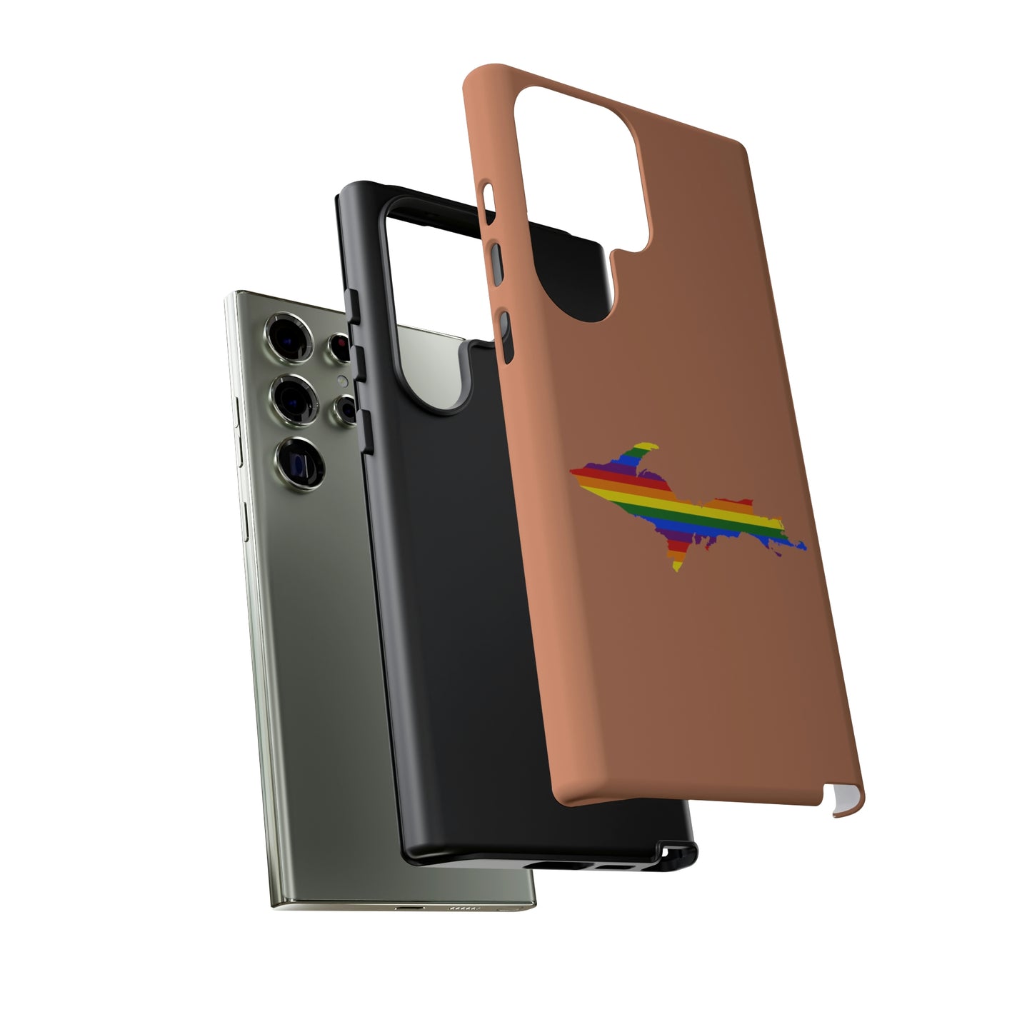 Michigan Upper Peninsula Tough Phone Case (Copper Color w/ UP Pride Flag Outline) | Samsung & Pixel Android