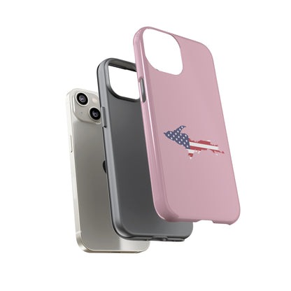 Michigan Upper Peninsula Tough Phone Case (Pink w/ UP USA Flag Outline) | Apple iPhone