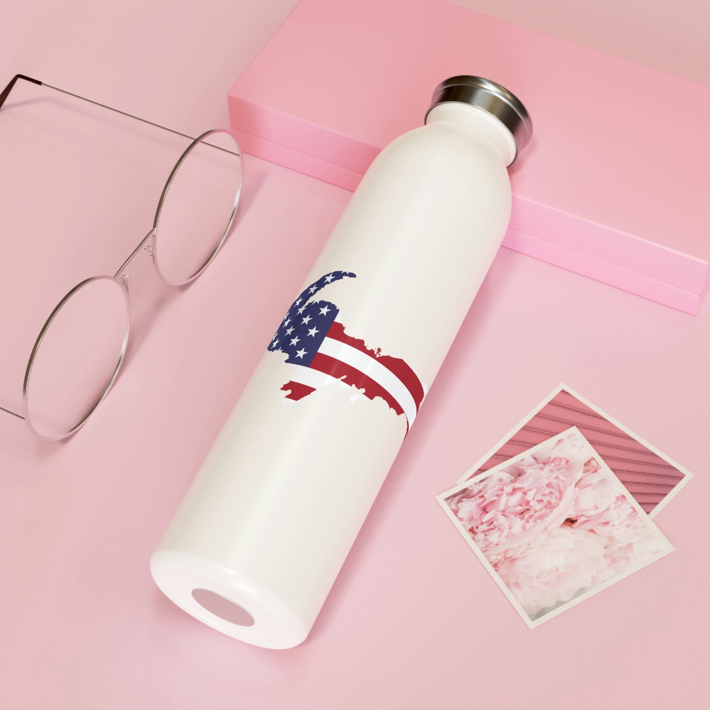 Michigan Upper Peninsula Water Bottle (w/ Large UP USA Flag Outline) | 20oz Double-Walled