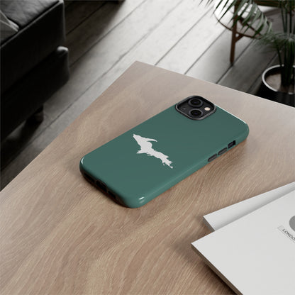 Michigan Upper Peninsula Tough Phone Case (Copper Green w/ UP Outline) | Apple iPhone