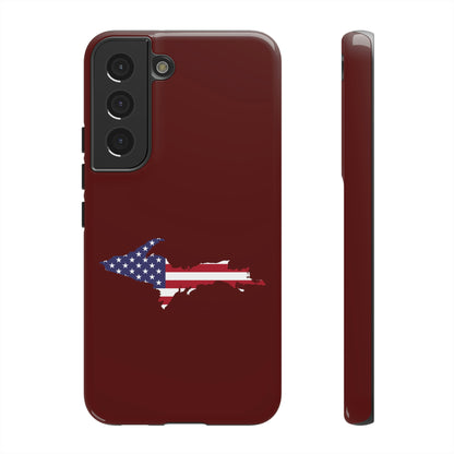 Michigan Upper Peninsula Tough Phone Case (Cherrywoold Color w/ UP USA Flag Outline) | Samsung & Pixel Android