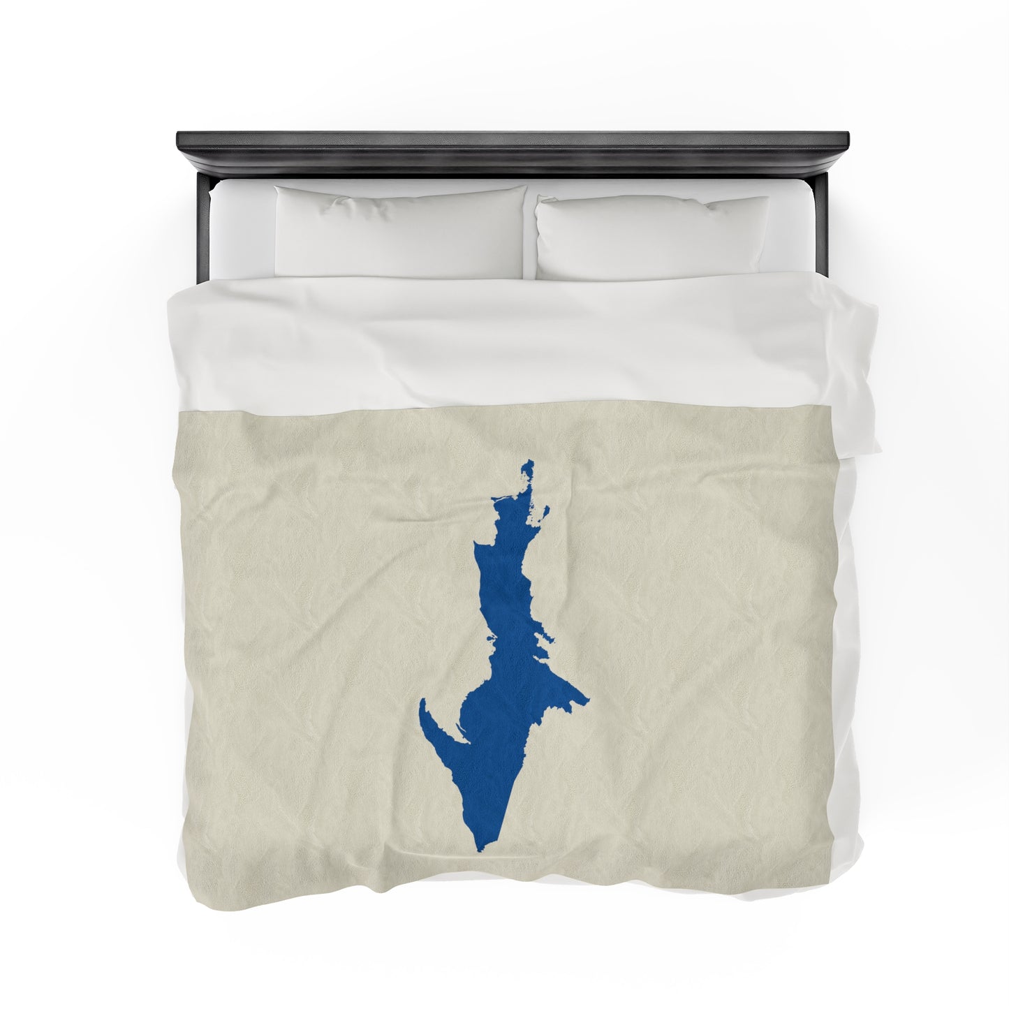 Michigan Upper Peninsula Plush Blanket (w/ Azure UP Outline) | Ivory White