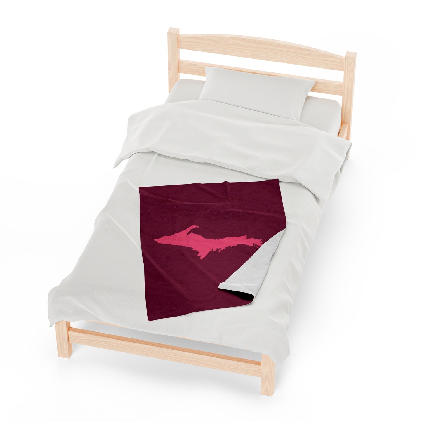 Michigan Upper Peninsula Plush Blanket (w/ Pink UP Outline) | Ruby Red