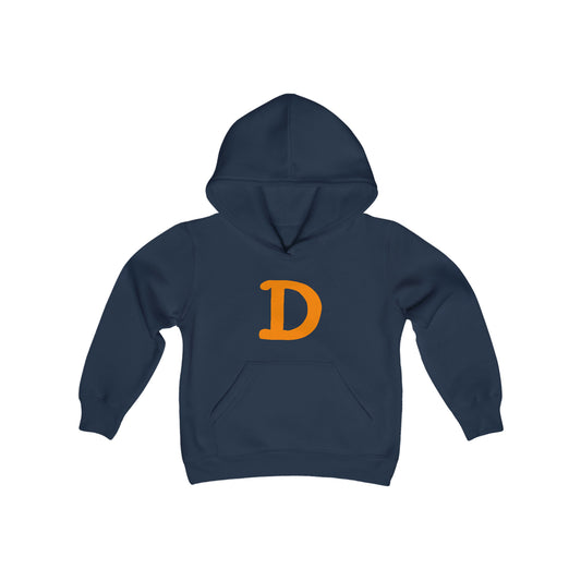 Detroit 'Old French D' Hoodie (Orange Full Body Outline) | Unisex Youth