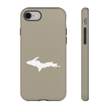 Michigan Upper Peninsula Tough Phone Case (Petoskey Stone Beige w/ UP Outline) | Apple iPhone