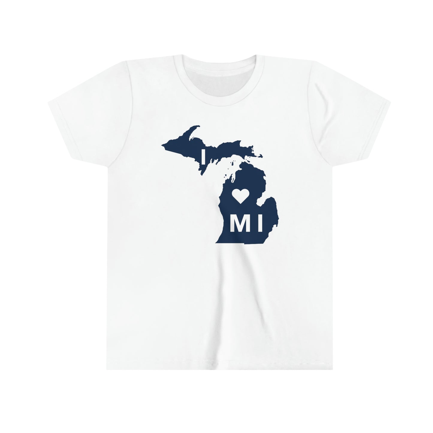 Michigan 'I ♡ MI' T-Shirt (Full Body Outline) | Youth Short Sleeve