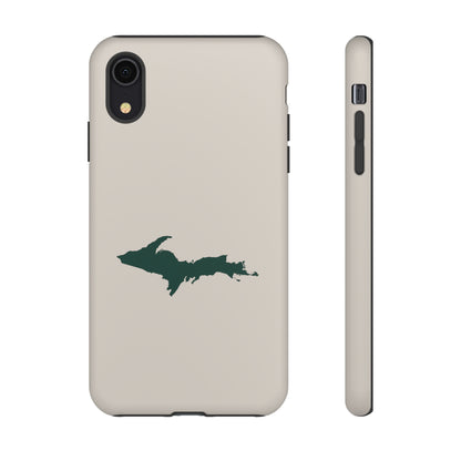 Michigan Upper Peninsula Tough Phone Case (Canvas Color w/ Green UP Outline) | Apple iPhone