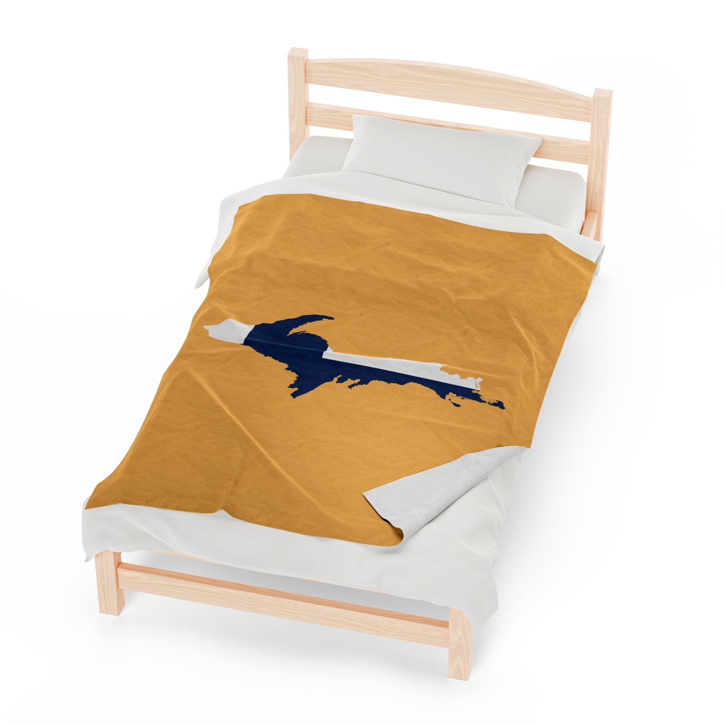 Michigan Upper Peninsula Plush Blanket (w/ UP Finland Flag Outline) | Citrine