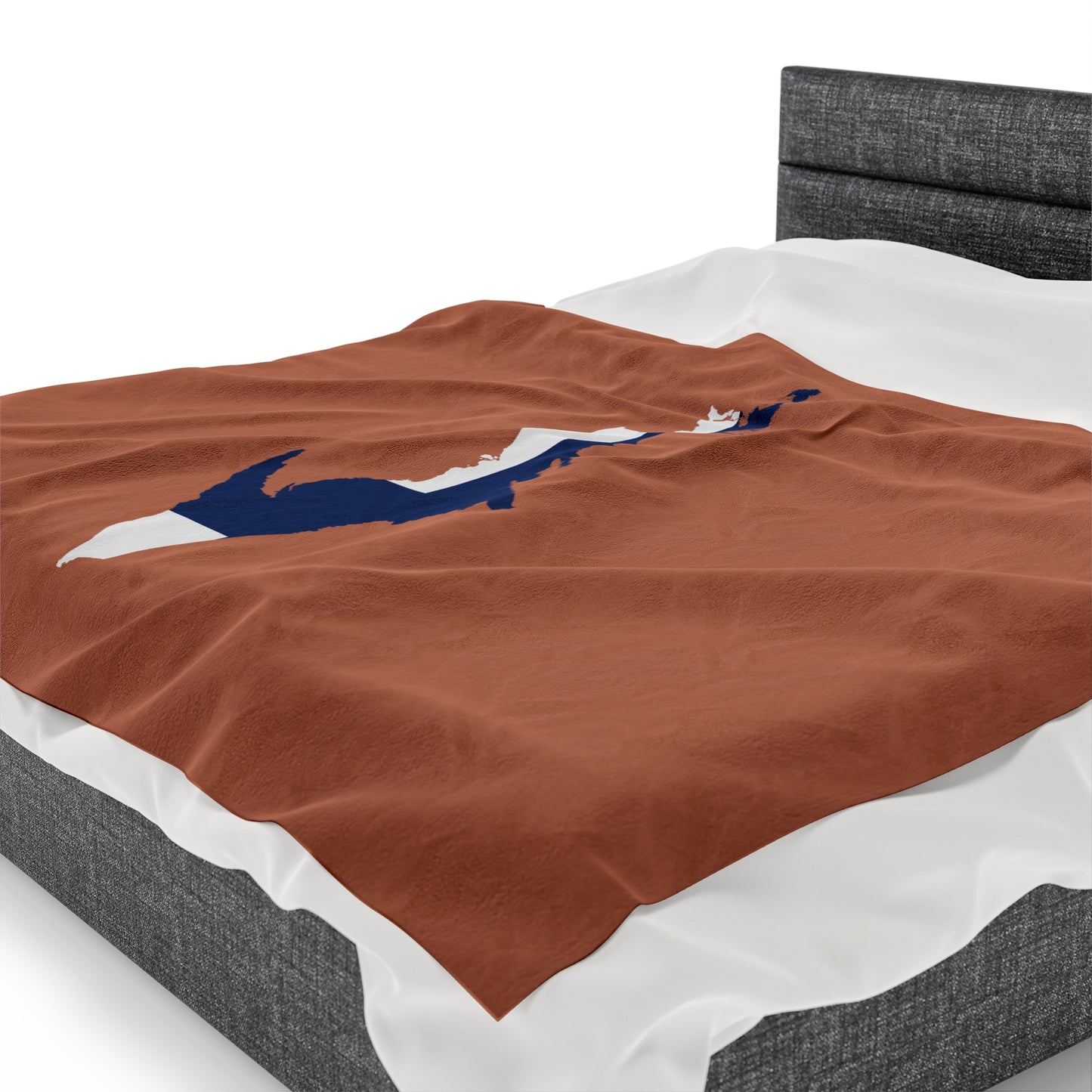 Michigan Upper Peninsula Plush Blanket (w/ UP Finland Flag Outline) | Copper Color