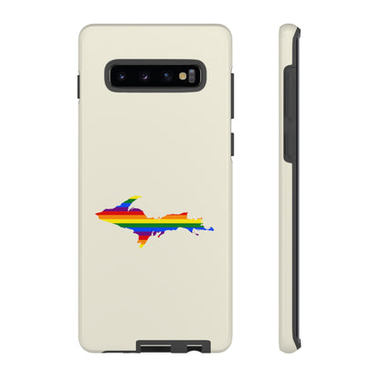 Michigan Upper Peninsula Tough Phone Case (Ivory Color w/ UP Pride Flag Outline) | Samsung & Pixel Android