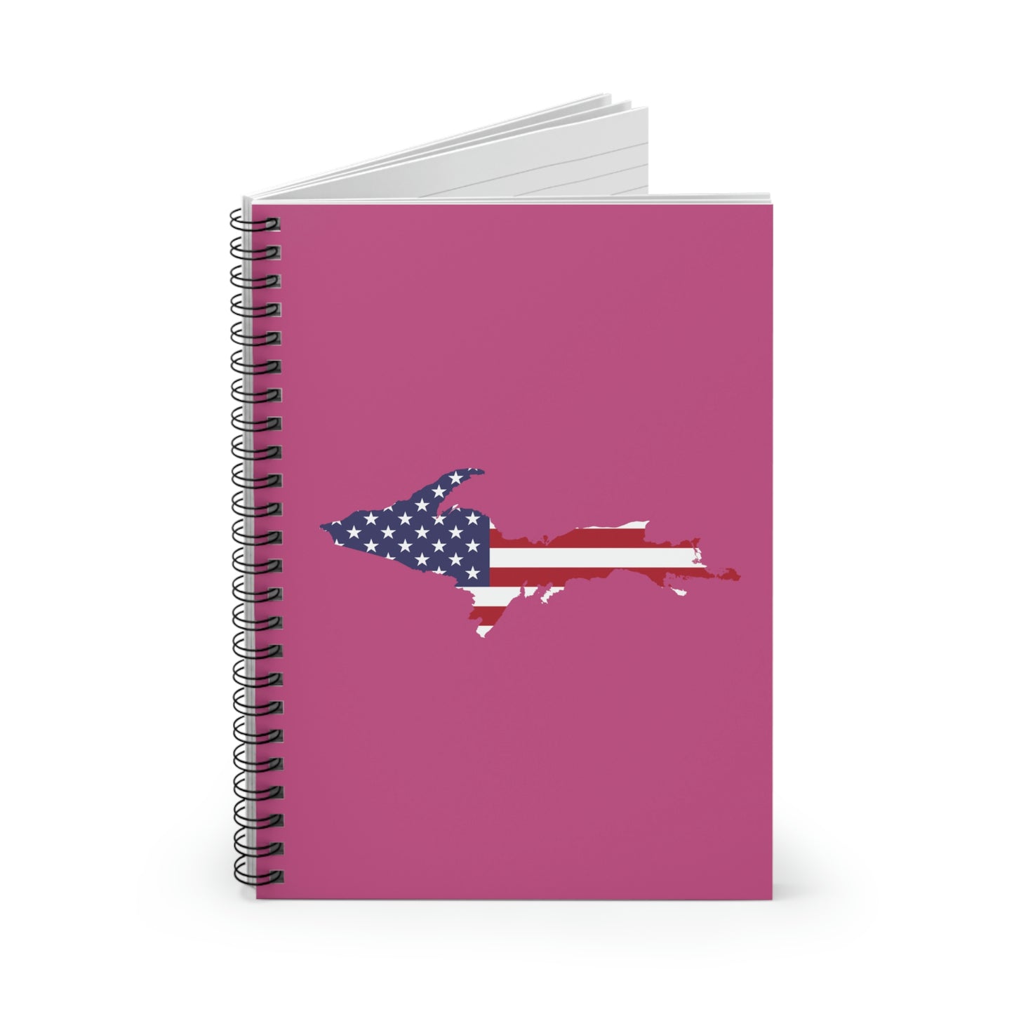 Michigan Upper Peninsula Spiral Notebook (w/ UP USA Flag Outline) | Apple Blossom Pink