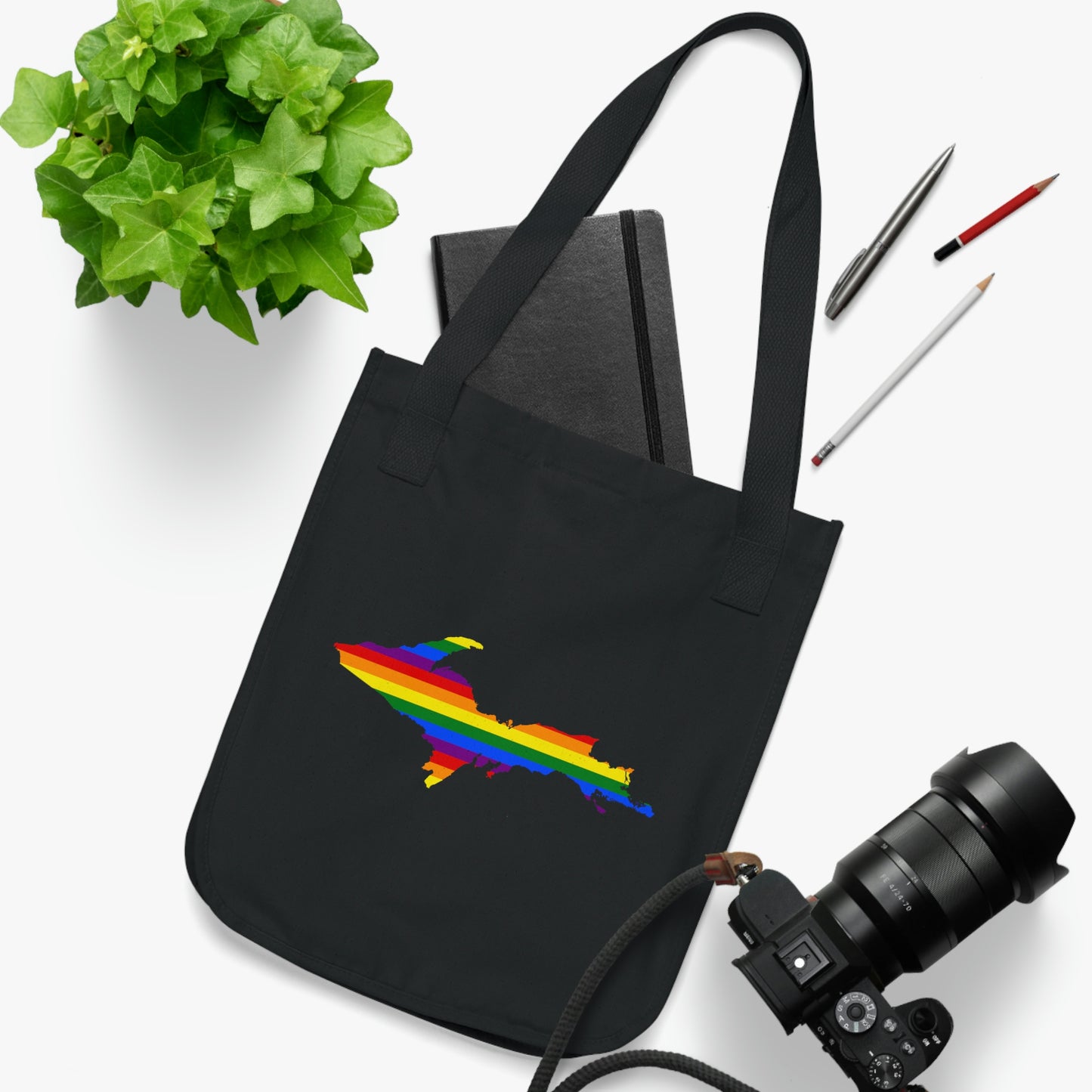 Michigan Upper Peninsula Heavy Tote Bag (w/ UP Pride Flag Outline)