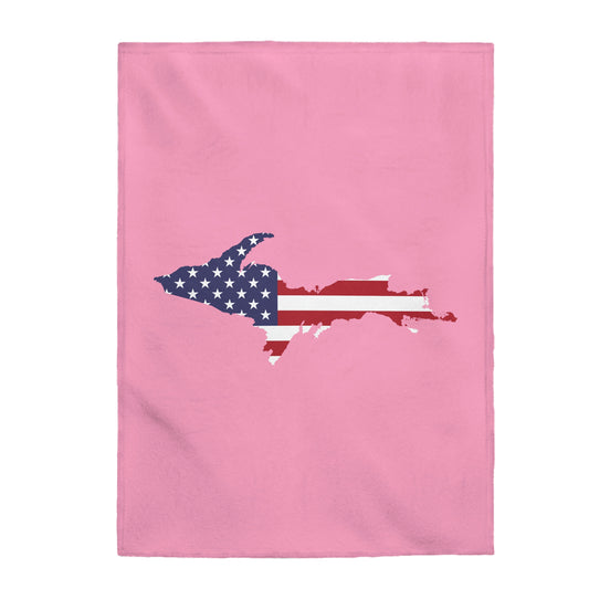 Michigan Upper Peninsula Plush Blanket (w/ UP USA Flag Outline) | '67 Caddie Pink