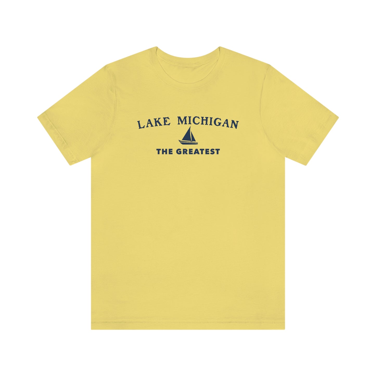 'Lake Michigan The Greatest' T-Shirt (w/Sailboat Outline) | Unisex Standard Fit