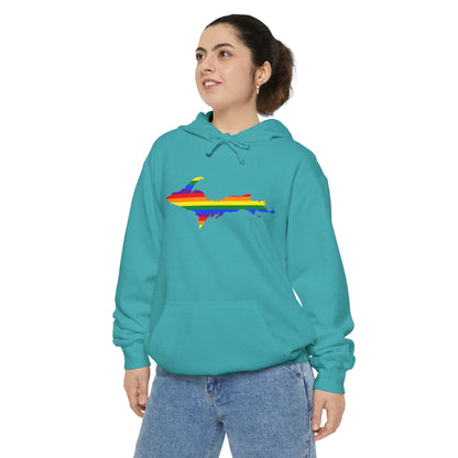 Michigan Upper Peninsula Hoodie (w/ UP Pride Flag Outline) | Unisex Garment-Dyed