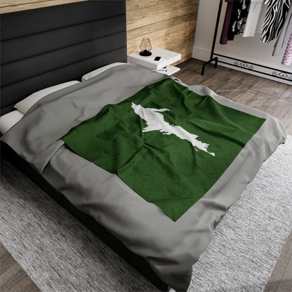 Michigan Upper Peninsula Plush Blanket (w/ UP Outline) | Pine Green