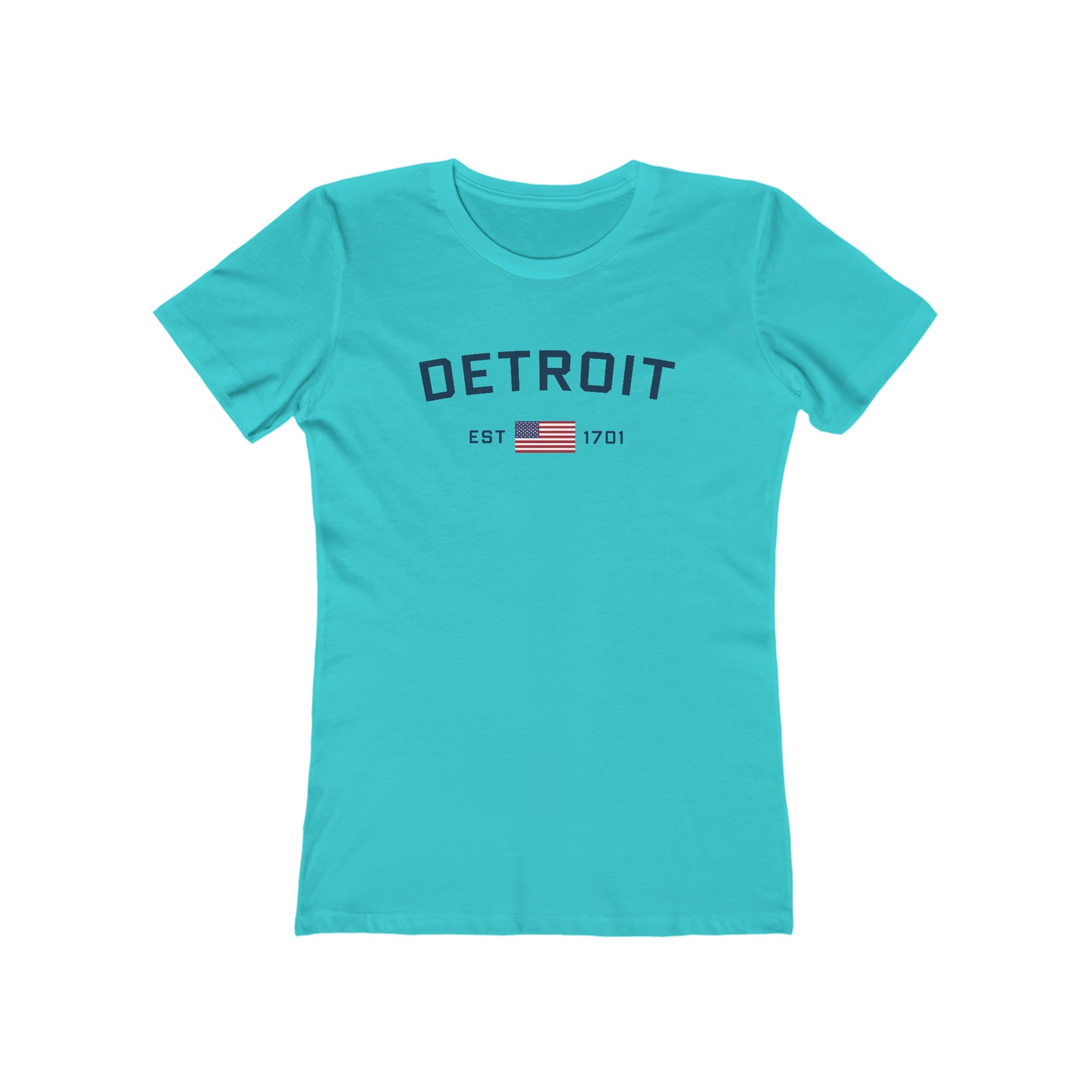 'Detroit EST 1701' T-Shirt (w/USA Flag Outline) | Women's Boyfriend Cut