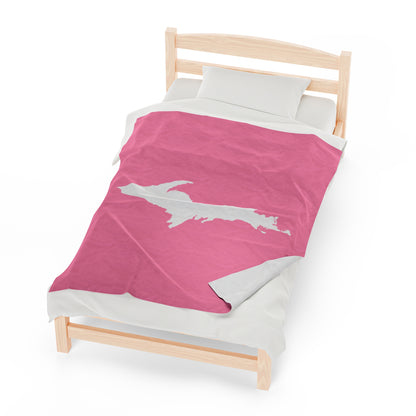 Michigan Upper Peninsula Plush Blanket (w/ UP Outline) | '67 Caddie Pink