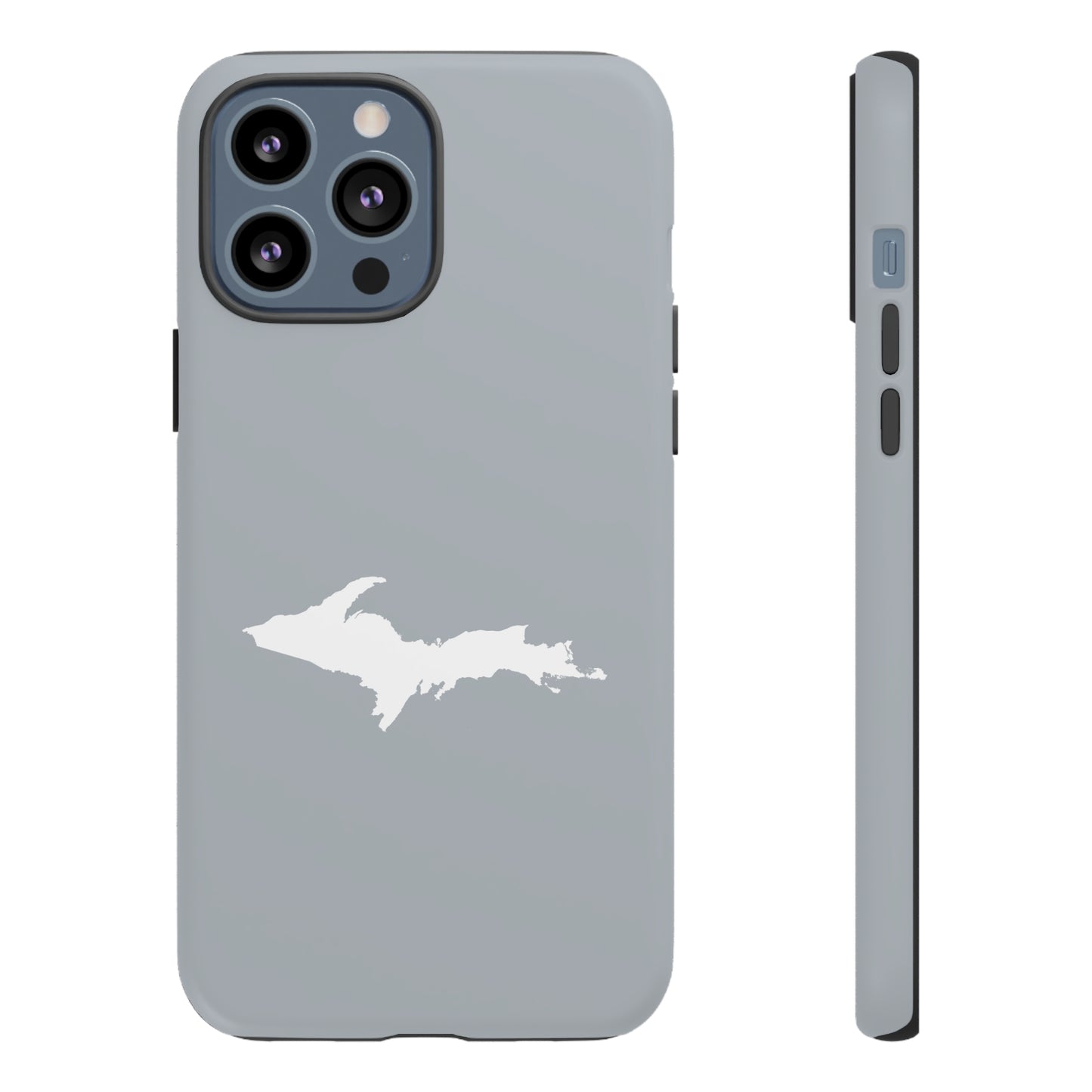 Michigan Upper Peninsula Tough Phone Case (Silver w/ UP Outline) | Apple iPhone