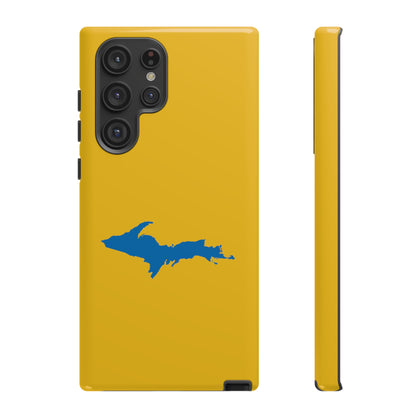 Michigan Upper Peninsula Tough Phone Case (Gold w/ Azure UP Outline) | Samsung & Pixel Android